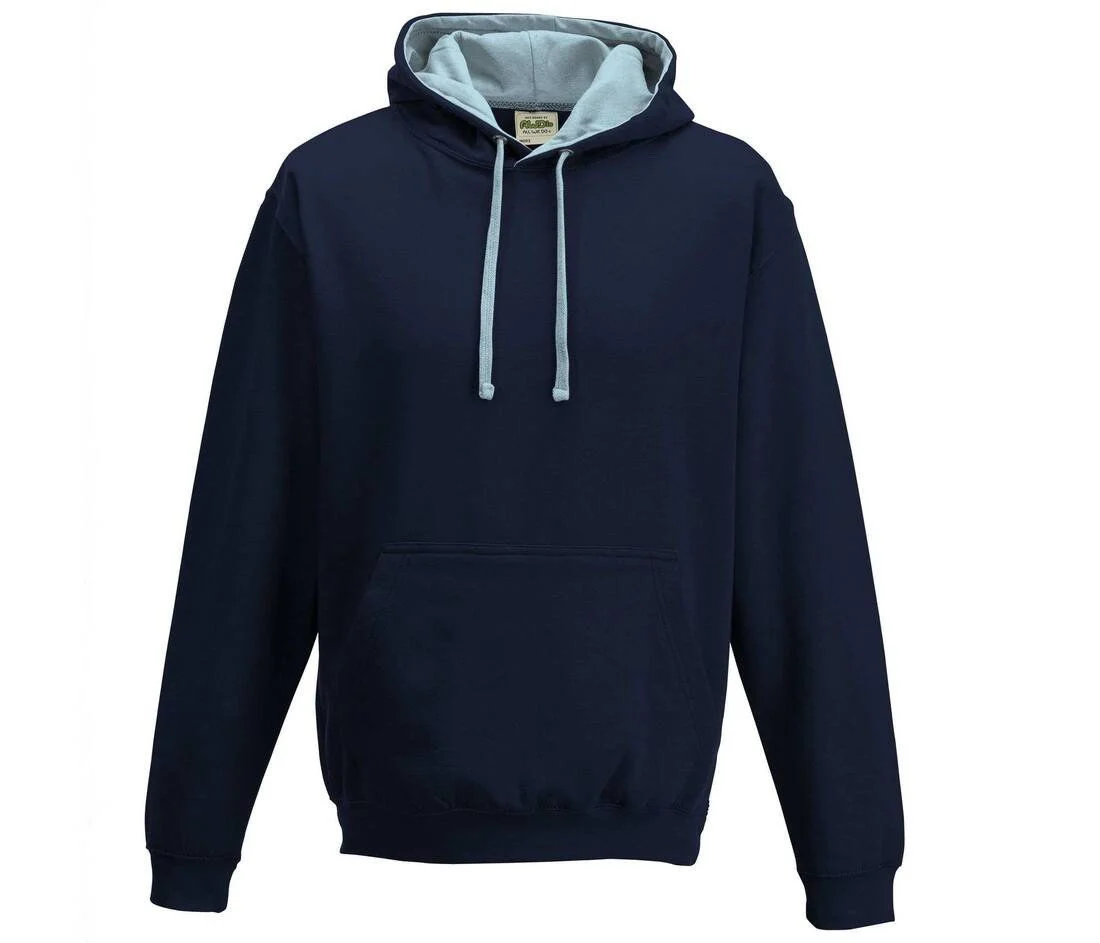 AWDIS JH003 Varsity Hoodie – New French Navy / Sky Blue