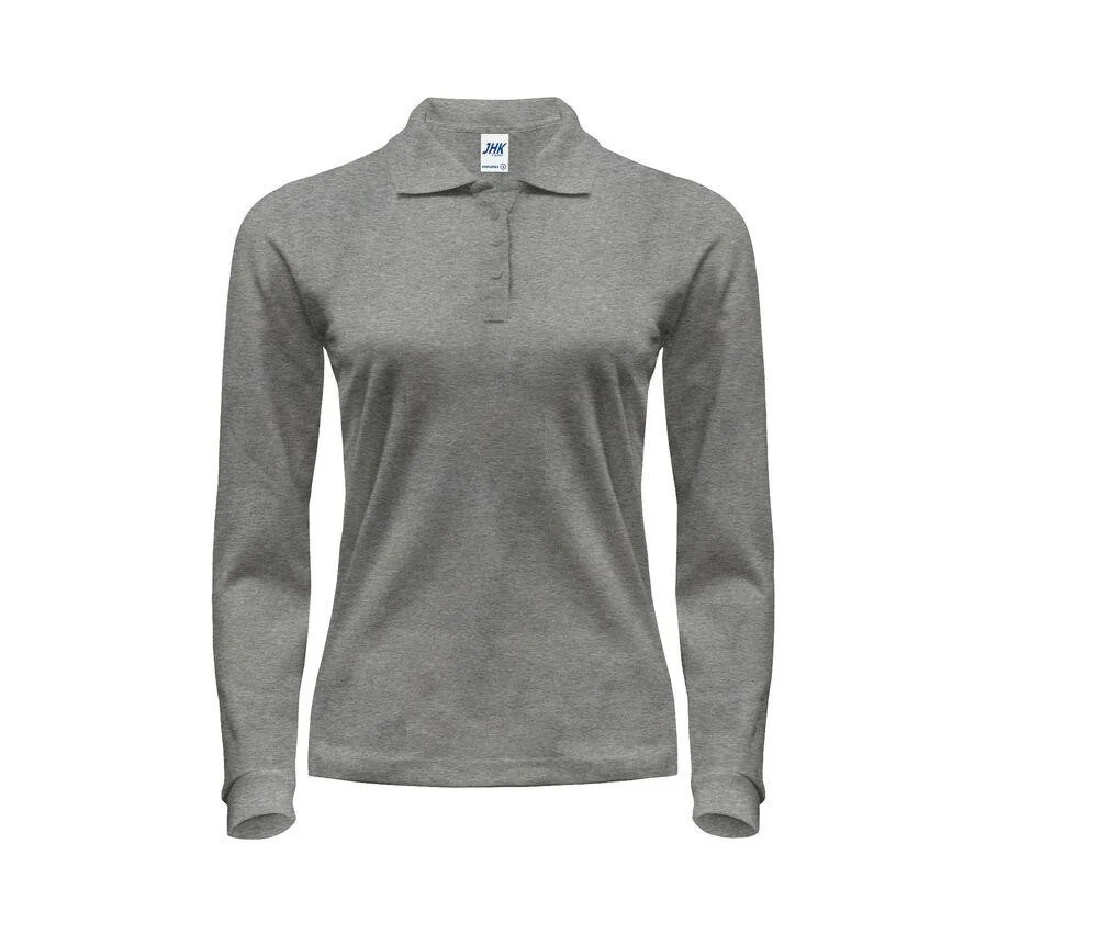 JHK JK216 200 Polo Lange Mouwen Dames – Mixed Grey