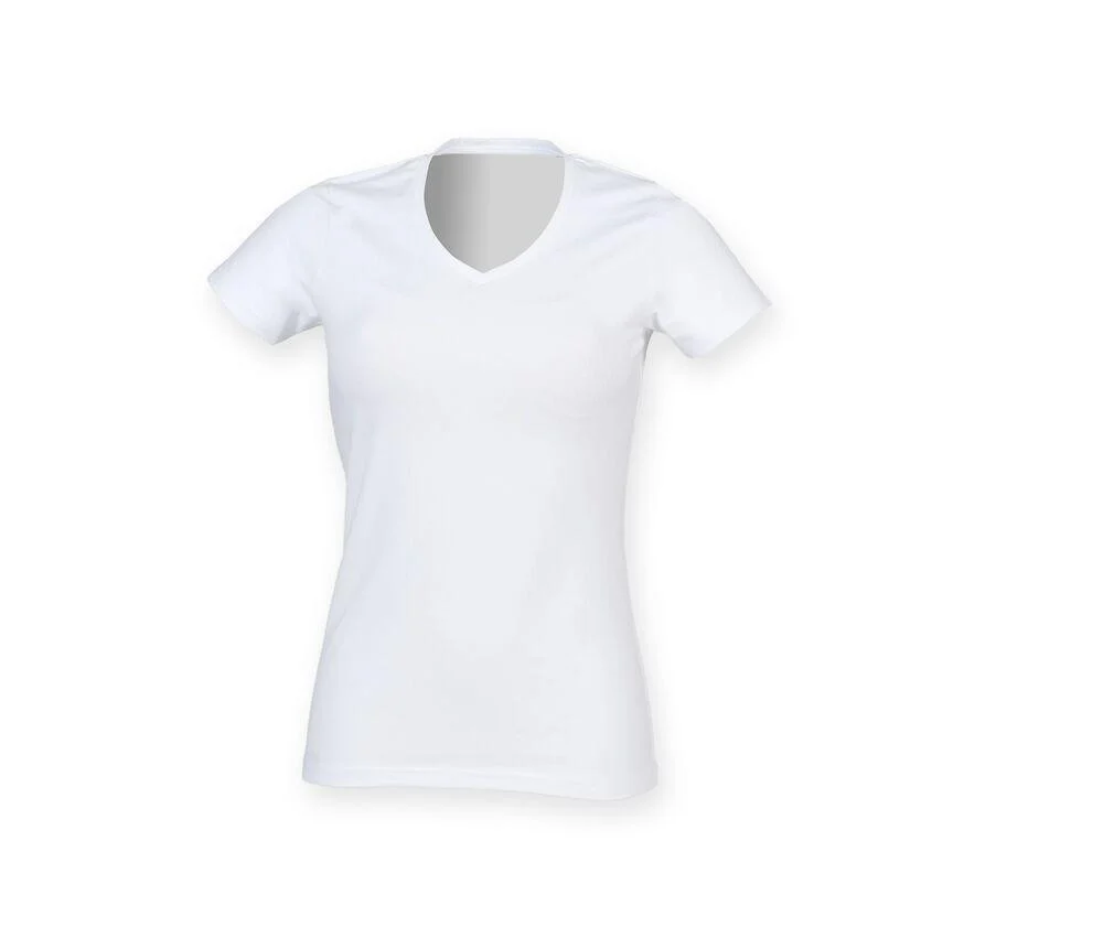 Skinnifit SK122 Feel Good V-hals T-shirt Dames – White