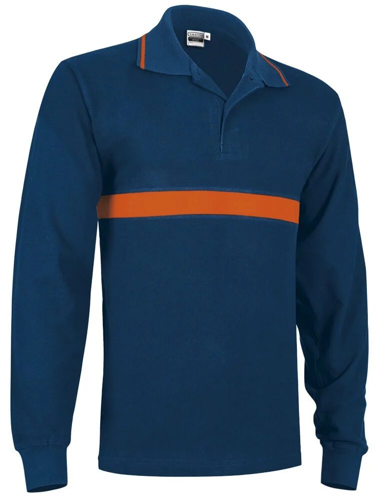 Valento POVASEL Server Polo Lange Mouwen – orion navy blue-party orange