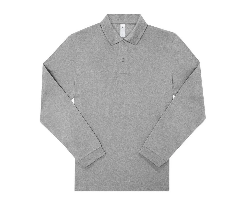 B&C BCU425 Fijne Piqué Polo Lange Mouwen – Sport Grey