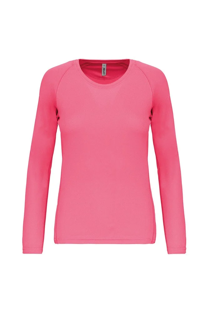 Proact PA444 Sport T-shirt Lange Mouwen Dames – Fluorescerend Roze