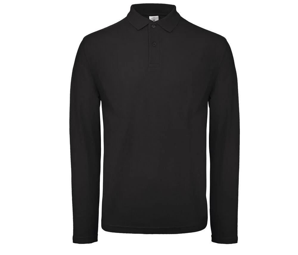 B&C ID1LS ID.001 Polo Lange Mouwen Heren – Black
