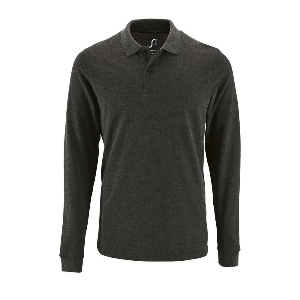 SOL'S 02087 Perfect Polo Lange Mouwen Heren – Houtskool gemêleerd