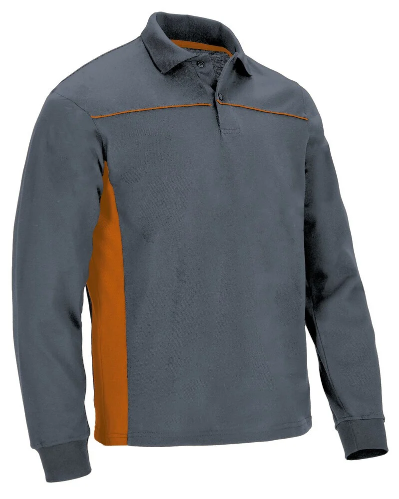 Valento POVATHL Thunder Polo Lange Mouwen – cement grey-party orange