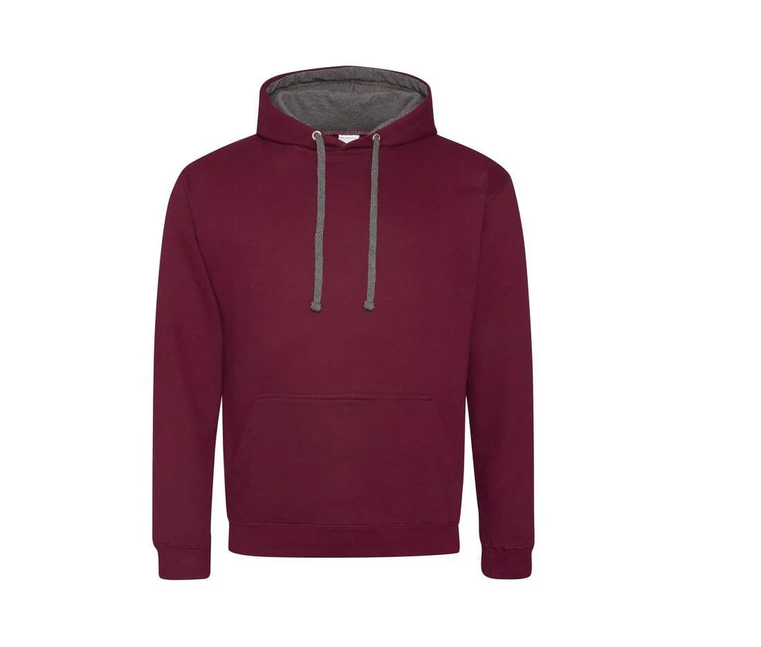 AWDIS JH003 Varsity Hoodie – Burgundy/ Charcoal