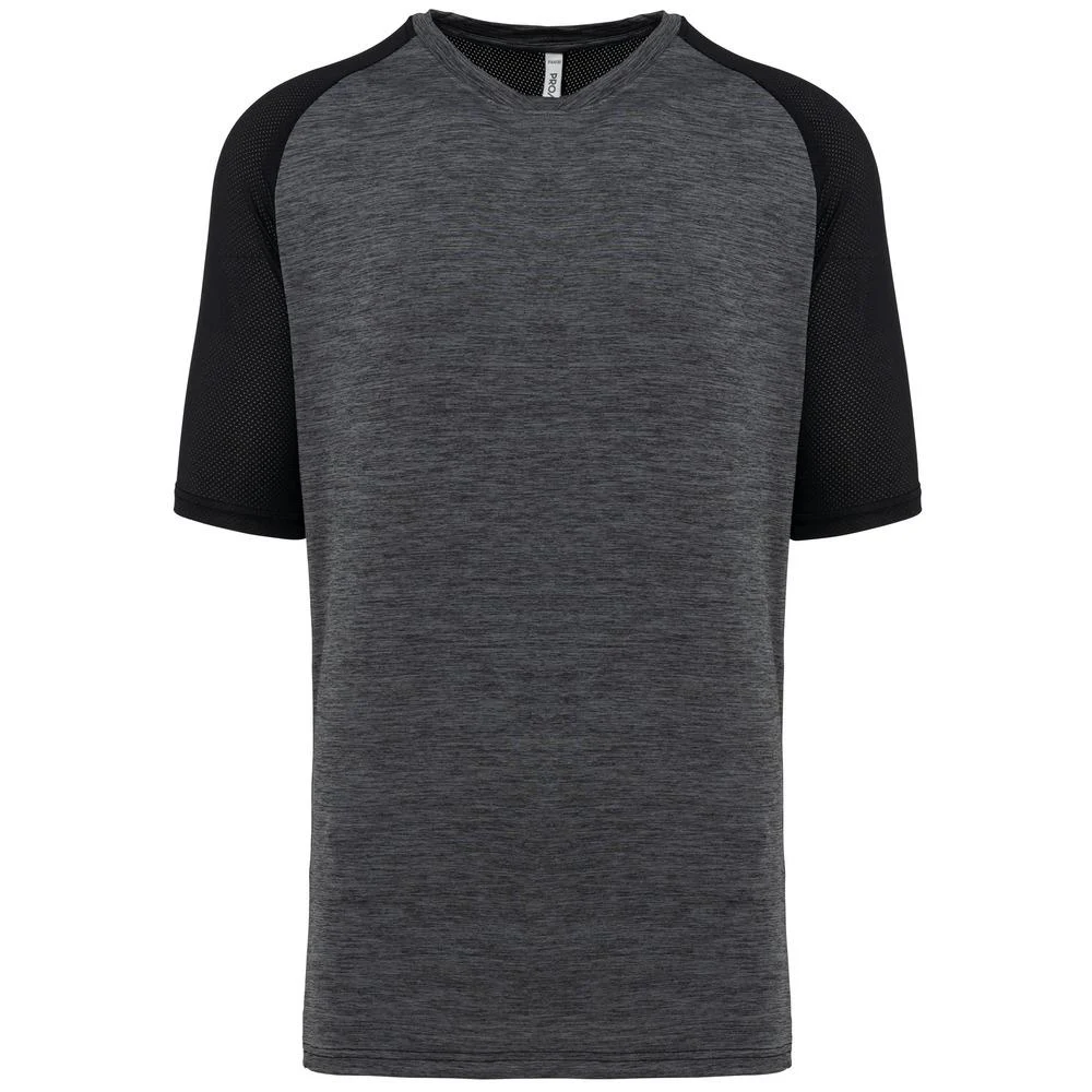 Proact PA4030 Sport Tweekleurig Raglan T-shirt Heren – Zwart / Marl Donkergrijs