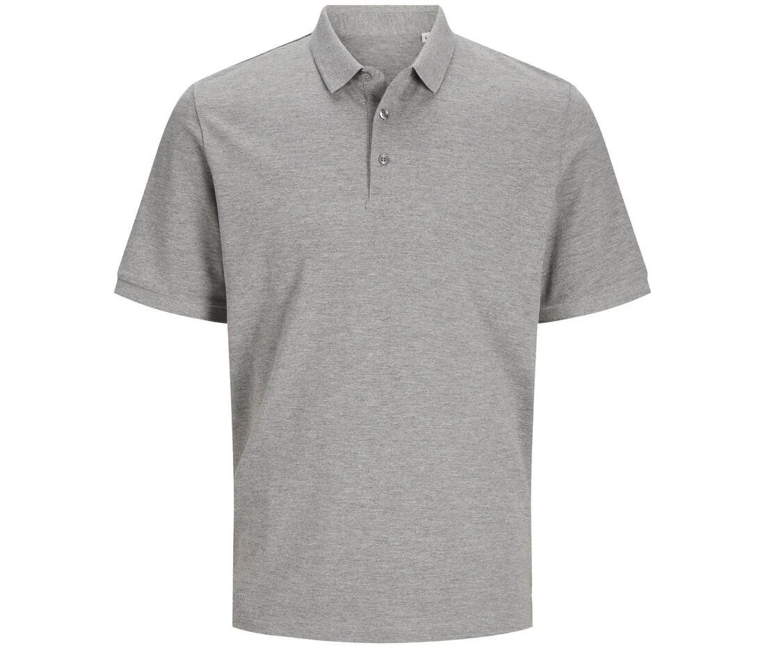 Jack & Jones JJ7556 Polo in Biologisch Katoen – Light Grey Melange