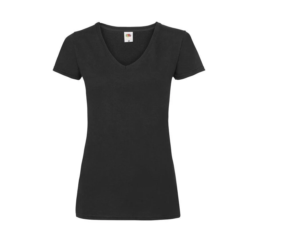 Fruit of the Loom SC601 Valueweight V-hals T-shirt Dames – Black