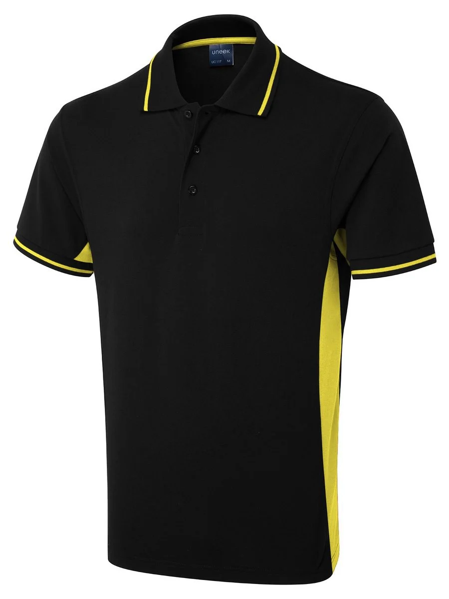 Radsow by Uneek UC117 Tweekleurig Polo – Zwart/Geel