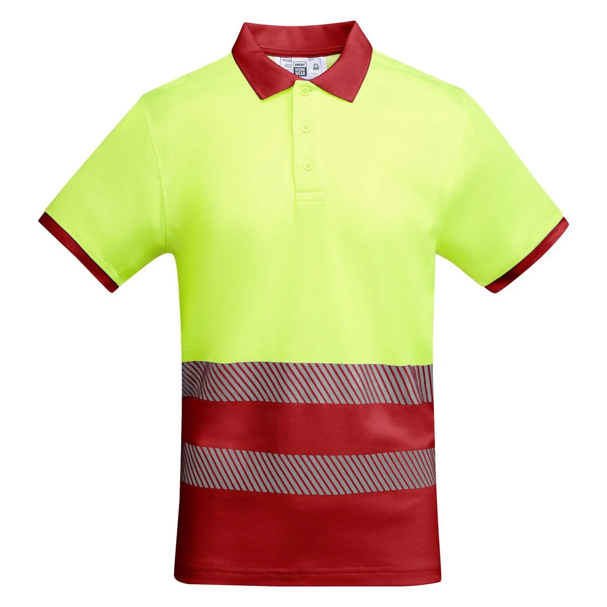Roly HV9318 Atrio Poloshirt Hoge Zichtbaarheid – ROJO LABORAL/AMARILLO FLÚOR