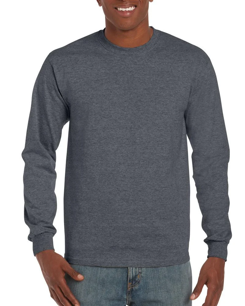 Gildan GN186 Ultra Cotton T-shirt Lange Mouwen – Dark Heather