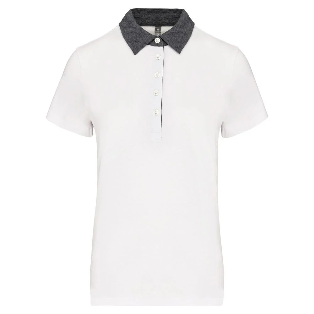 Kariban K261 Tweekleurig Polo Dames – Wit/Donkergrijze Heide