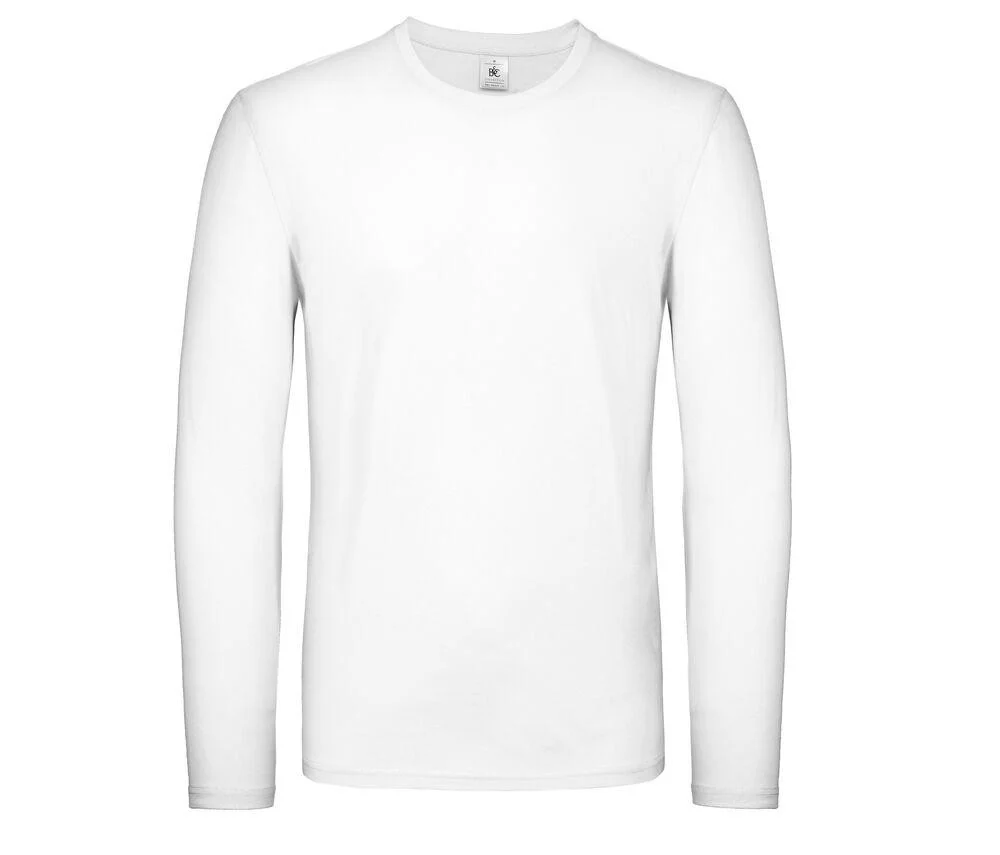 B&C BC05T #E150 T-shirt Lange Mouwen Heren – White