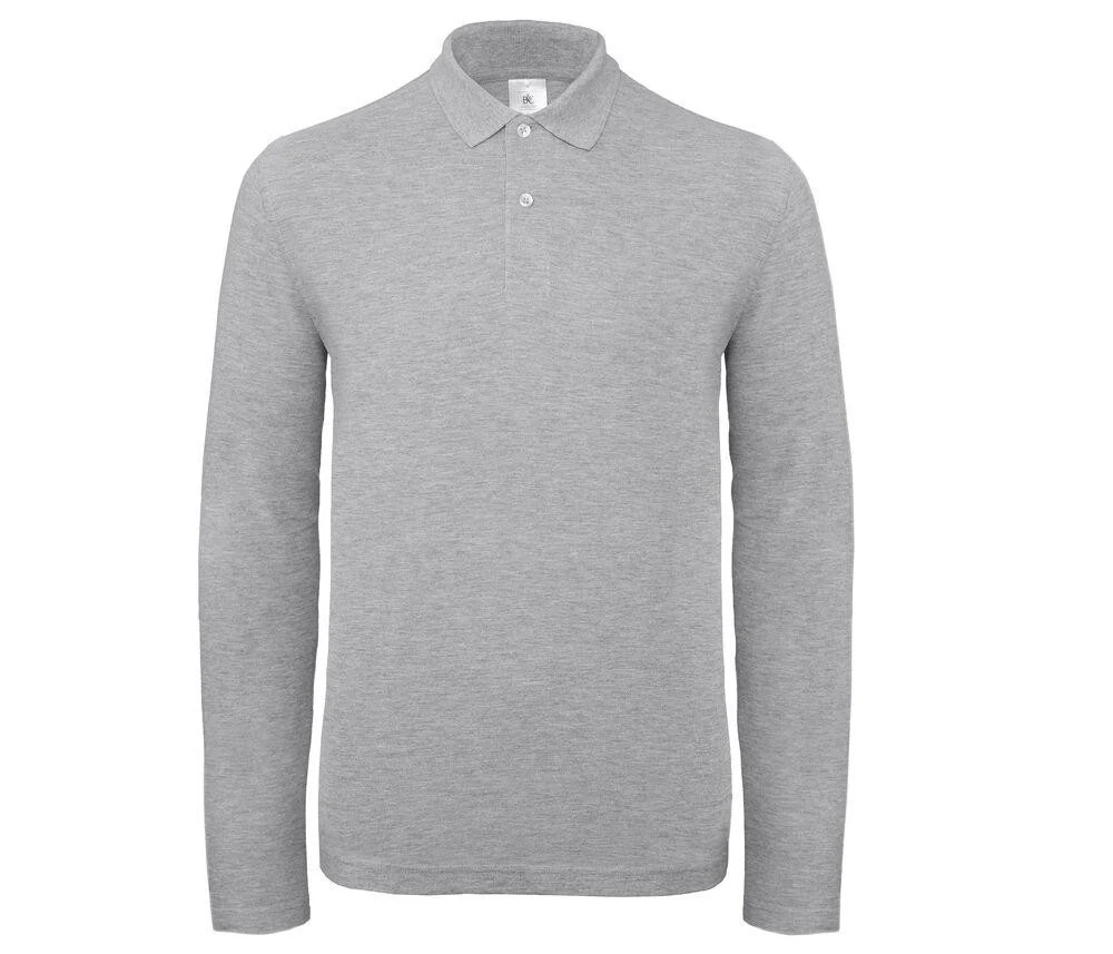 B&C ID1LS ID.001 Polo Lange Mouwen Heren – Heather Grey