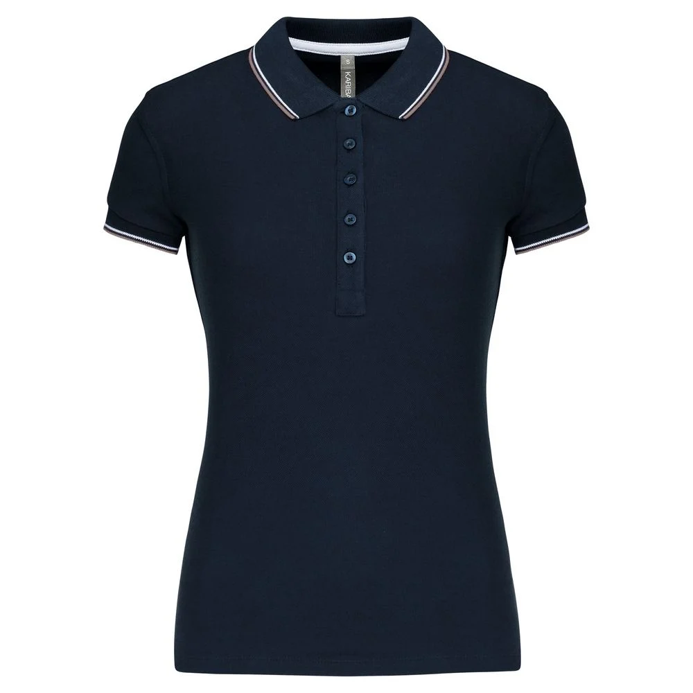 Kariban K251 Polo Dames – Marine/ Lichtgrijs/ Wit