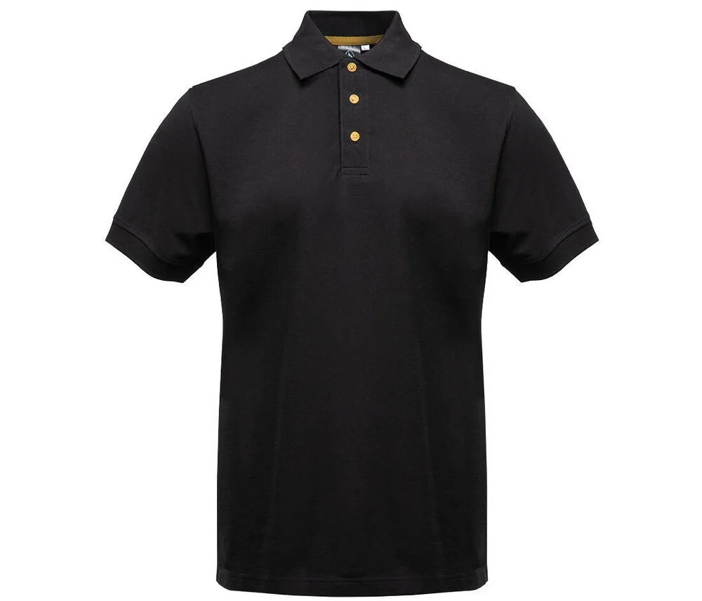 Black&Match BM100 Polo met Contrasterende Knopen – Black / Gold