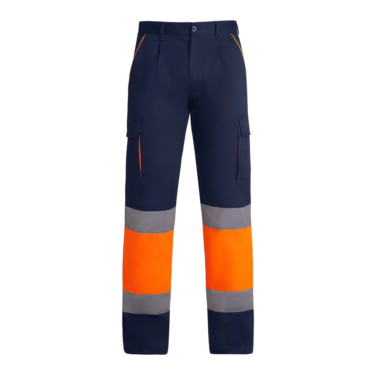 Roly HV9321 Enix Tweekleurige Multi-pocket Winterwerkbroek Hoge Zichtbaarheid – NAVY BLAUW/FLUOR ORANJE