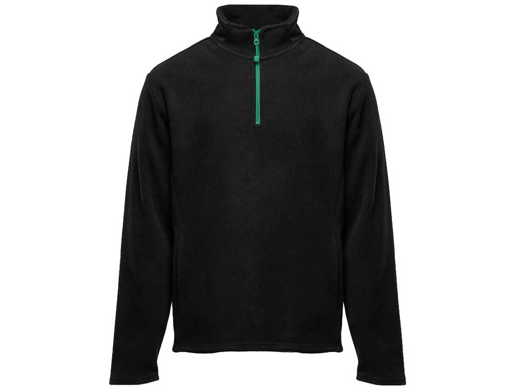 Black&Match BM505 Fleecetrui met Rits – Black/ Kelly Green