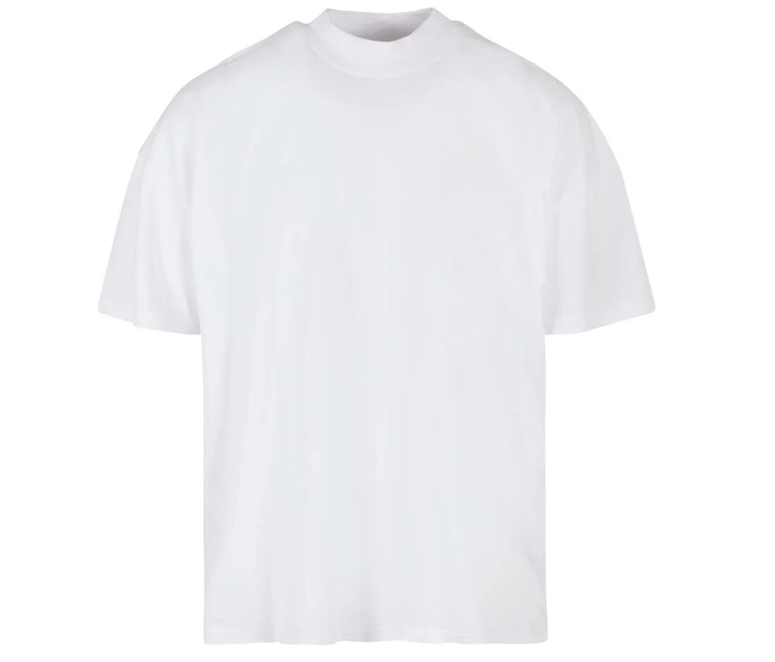 Build Your Brand BY230 Oversized Mock Neck T-shirt – White