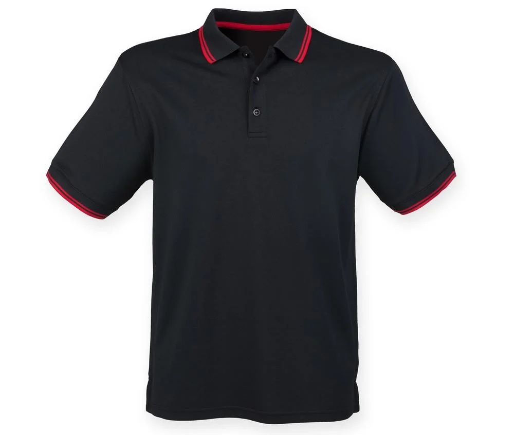 Henbury HY482 Polo met Contrasterende Kraag en Mouwen – Black / Red