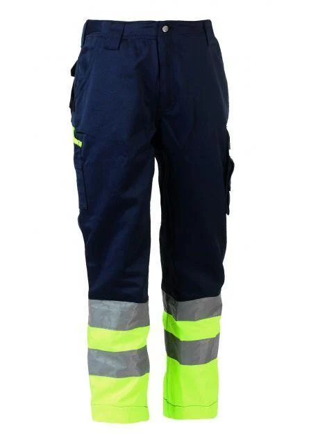 Herock HK012 Olympus Werkbroek met Reflectie – Navy/Fluorescent Yellow