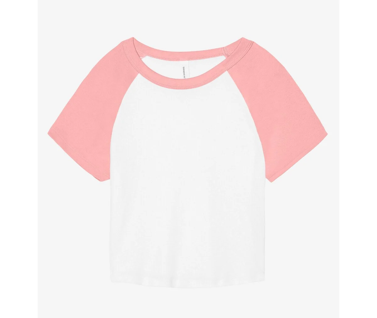 Bella+Canvas BE1201 Micro Rib Raglan Baby Tee Dames – White / Pink