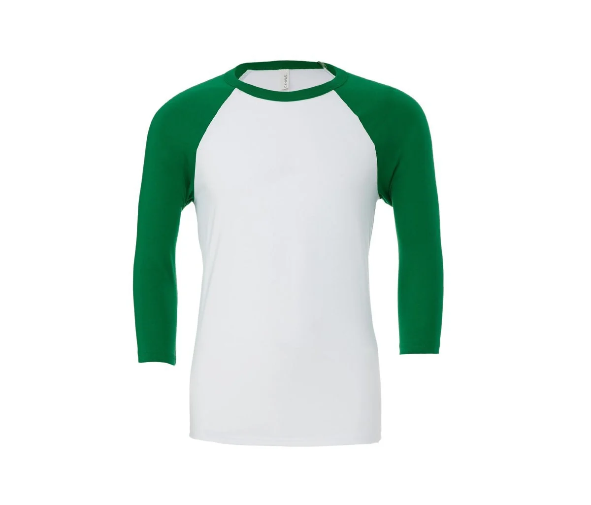 Bella+Canvas BE3200 Baseball T-shirt Heren – Wit / Kelly
