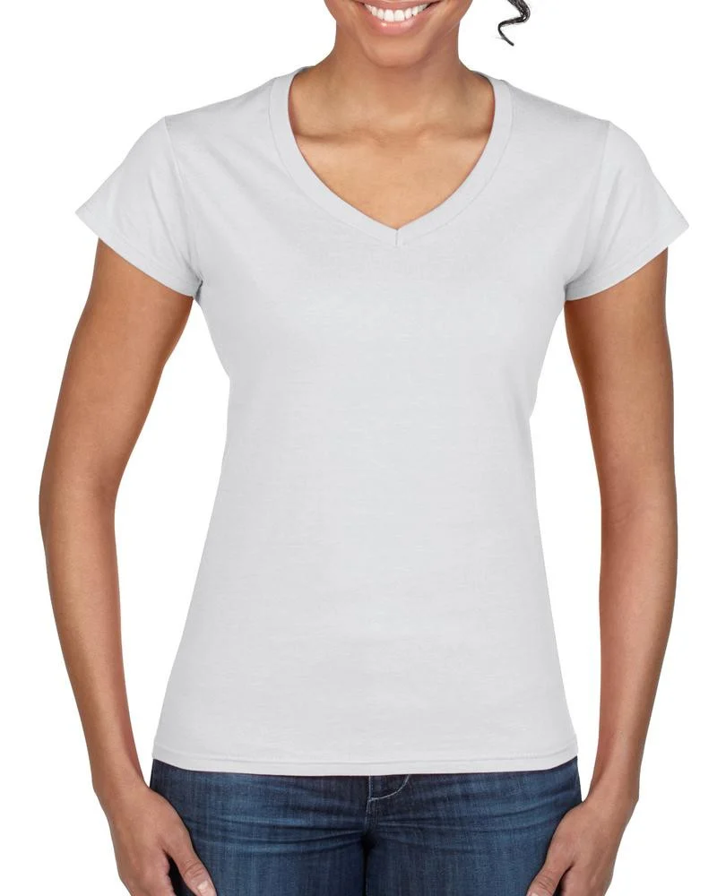 Gildan GN647 Softstyle V-hals T-shirt Dames – White