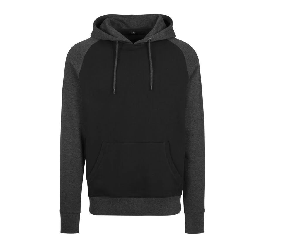 Build Your Brand BY077 Raglan Hoodie Heren – Black / Charcoal