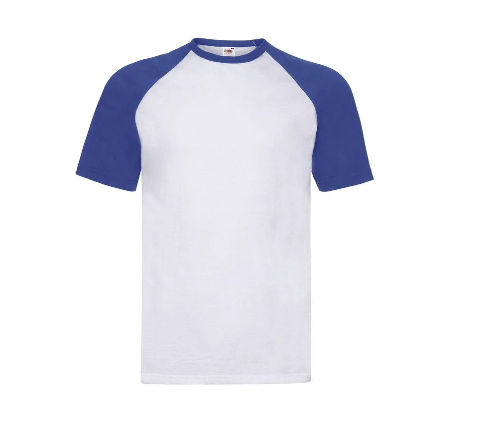 Fruit of the Loom SC237 Baseball T-shirt – White / Royal Blue