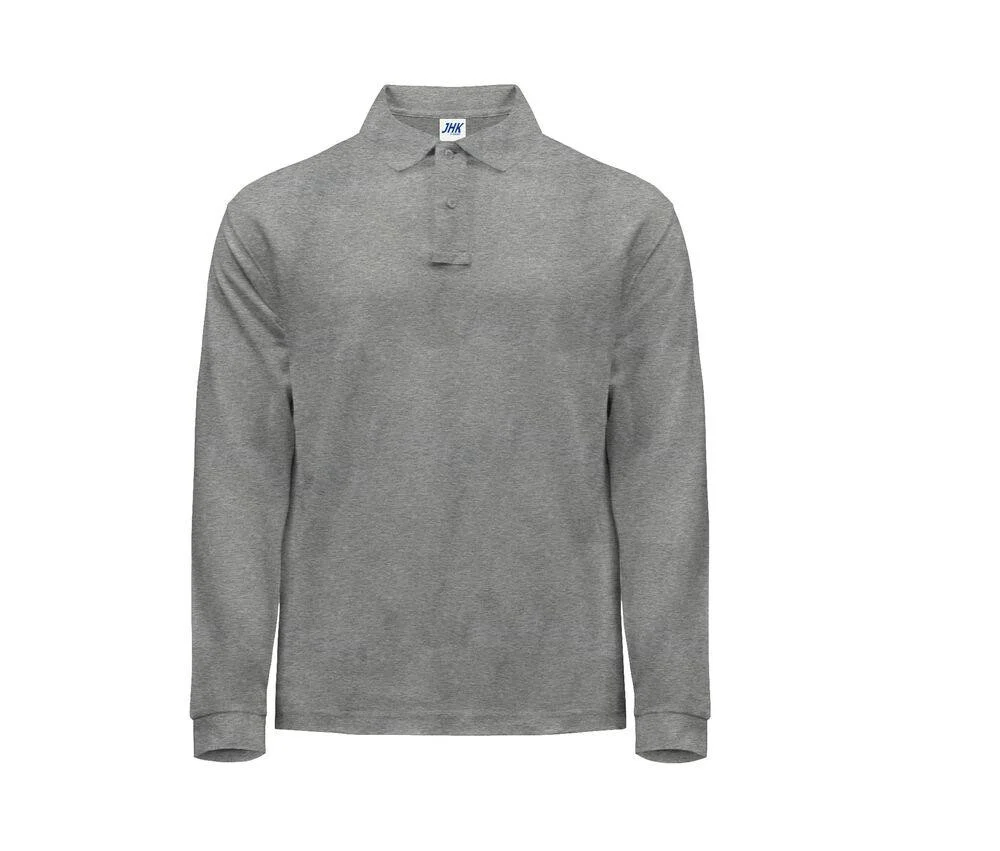 JHK JK215 Polo Lange Mouwen Heren – Mixed Grey