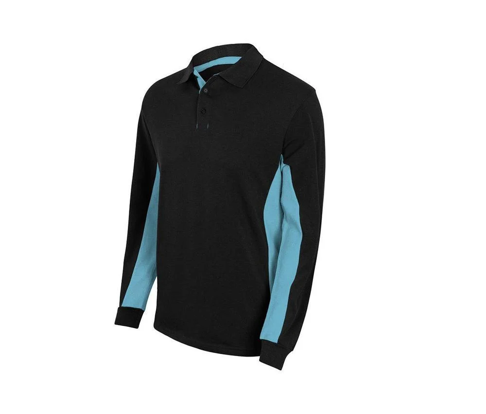 Velilla V5514 Tweekleurige Polo Lange Mouwen – Black / Sky Blue