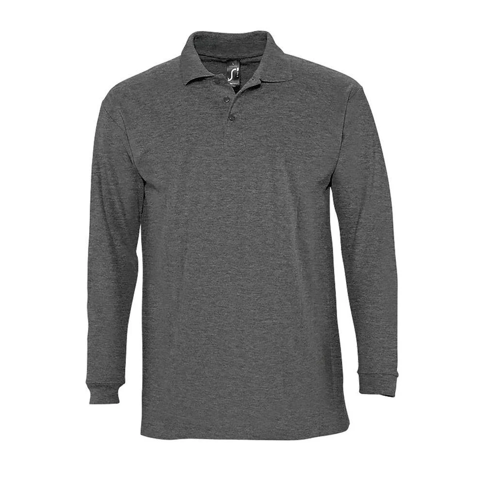 SOL'S 11353 Winter Polo Lange Mouwen Heren – Antraciet chiné
