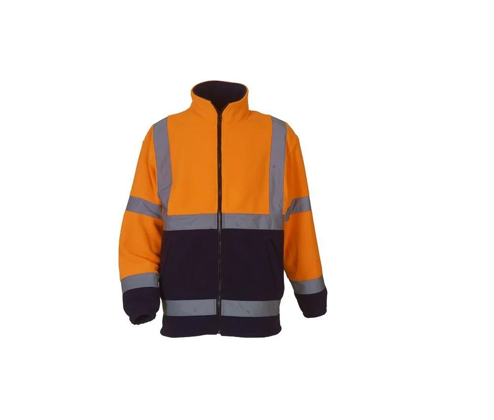 Yoko YKK08 Fleecejas Hoge Zichtbaarheid – Hi Vis Orange/Navy