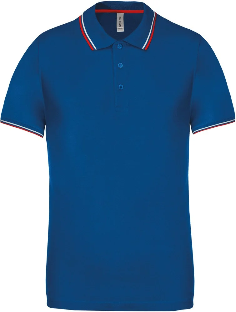 Kariban K250 Polo Heren – Licht koningsblauw / rood / wit