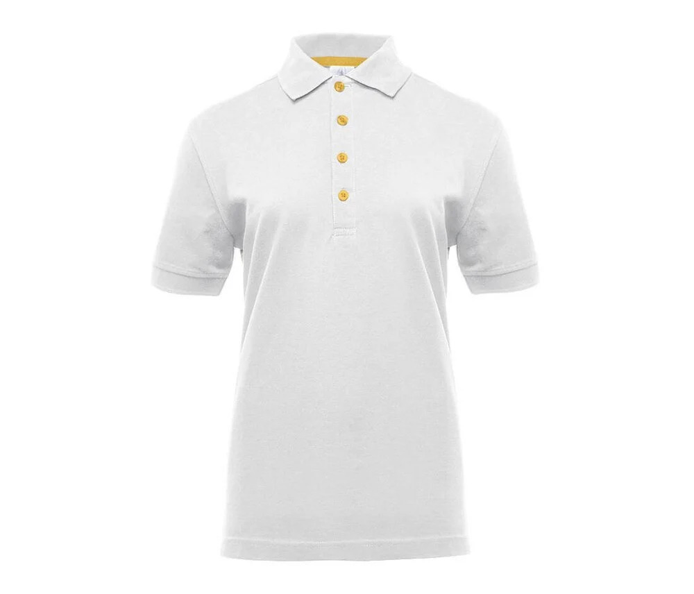Black&Match BM101 Polo met Contrasterende Knopen Dames – White/ Gold