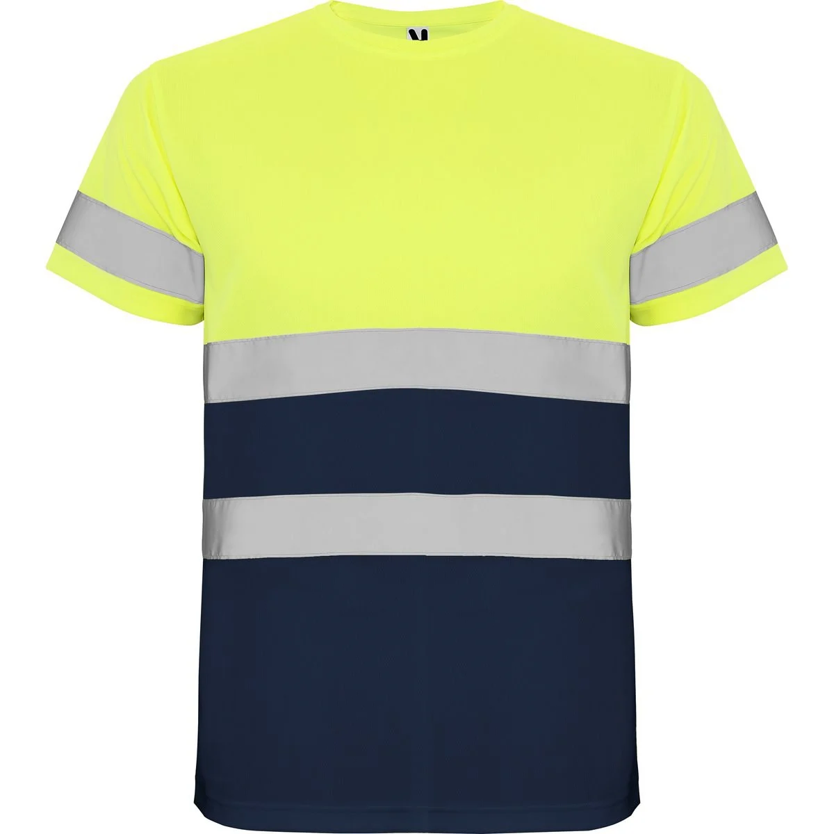 Roly HV9310 Delta T-shirt Hoge Zichtbaarheid – MARINO/AMARILLO FLUOR