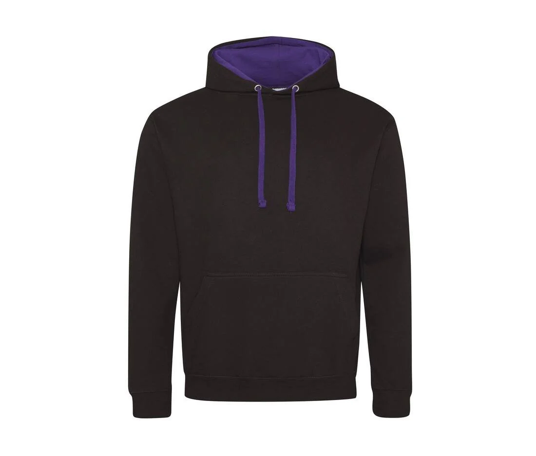 AWDIS JH003 Varsity Hoodie – Jet Black/ Purple