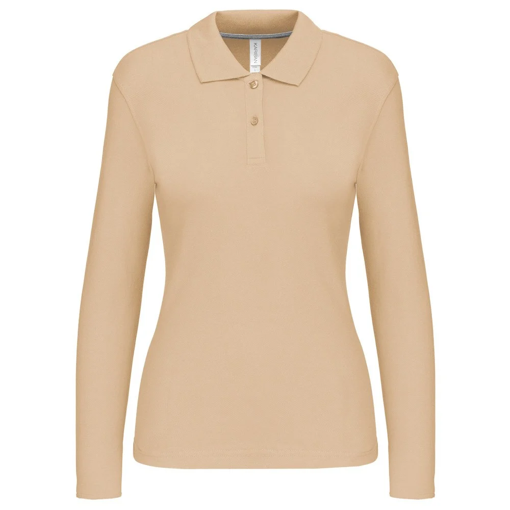 Kariban K244 Polo Lange Mouwen Dames – Licht zand