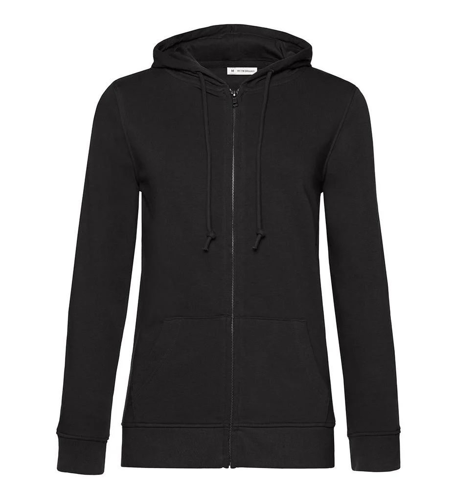 B&C BCW36B Biologische Ritshoodie Dames – Black Pure
