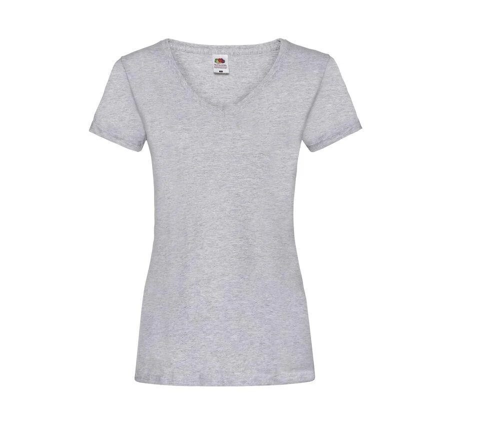 Fruit of the Loom SC601 Valueweight V-hals T-shirt Dames – Heather Grey