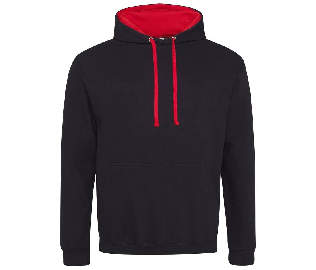 AWDIS JH003 Varsity Hoodie – Jet Black/Fire Red