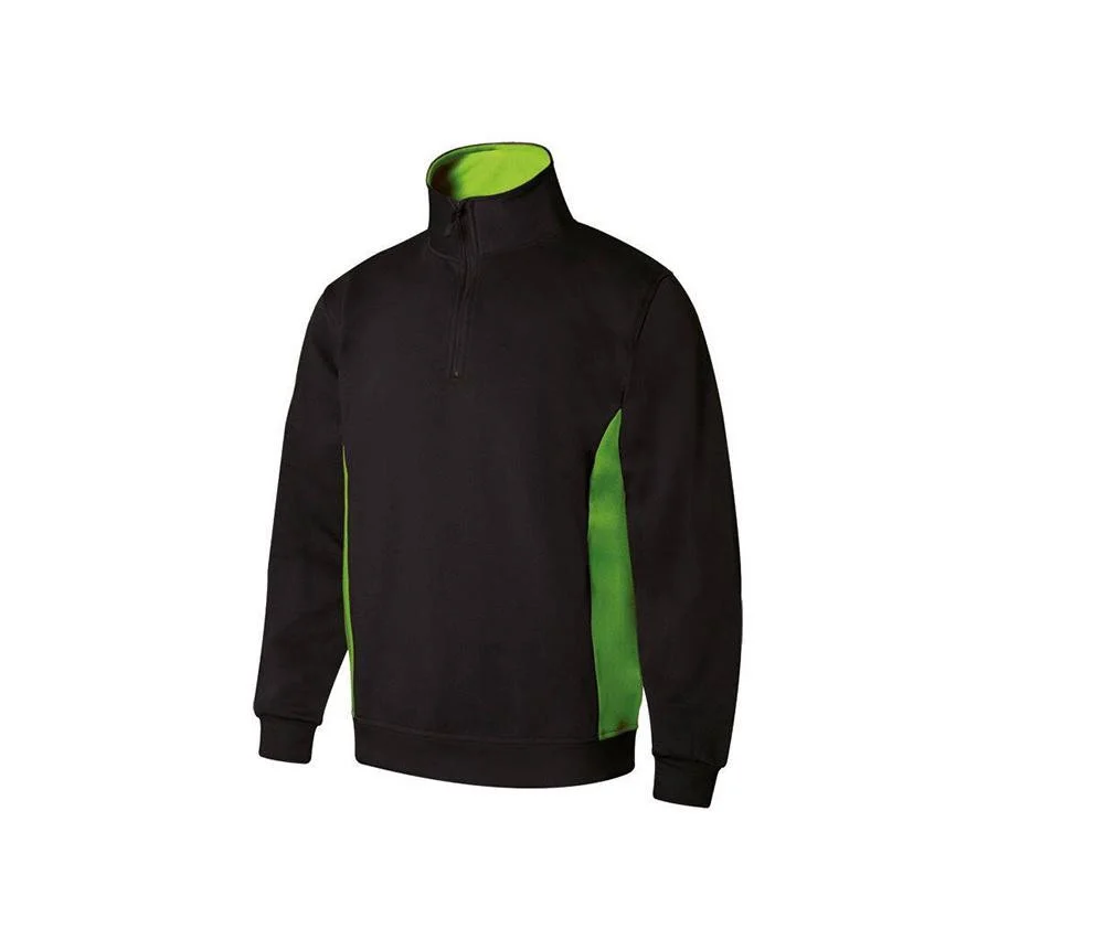 Velilla V5704 Bicolor Sweater met Ritskraag – Black / Lime