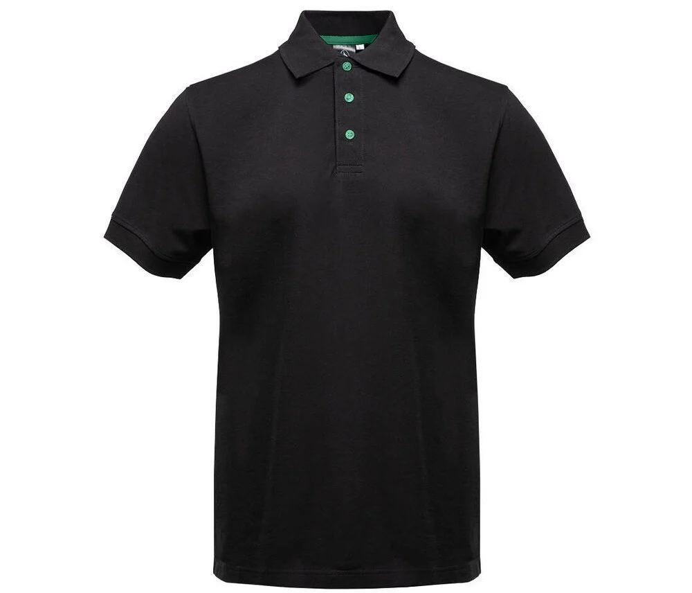 Black&Match BM100 Polo met Contrasterende Knopen – Black/ Kelly Green