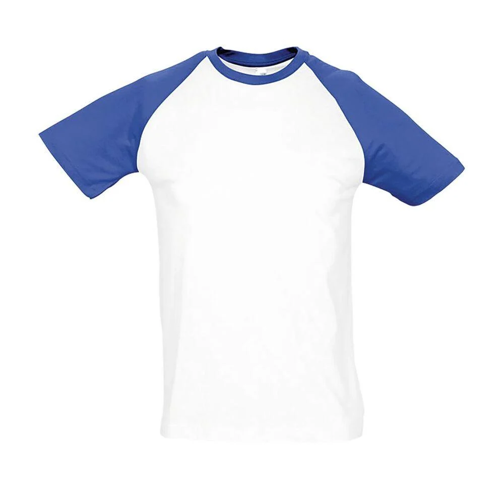 SOL'S 11190 Funky Tweekleurig Raglan T-shirt Heren – Blanc / Koninklijk