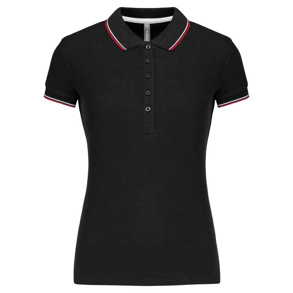 Kariban K251 Polo Dames – Zwart / Rood / Wit