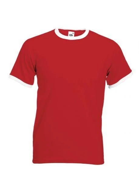 Fruit of the Loom SC245 Ringer T-shirt – Red/White