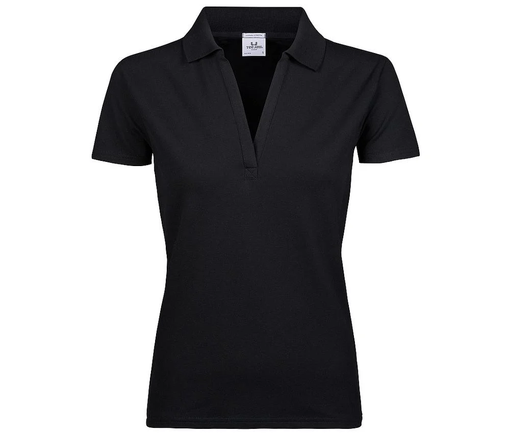 Tee Jays TJ1409 Luxury Stretch Polo V-hals Dames – Black