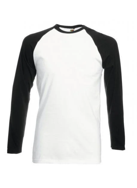 Fruit of the Loom SC238 Baseball T-shirt Lange Mouwen – White/Black